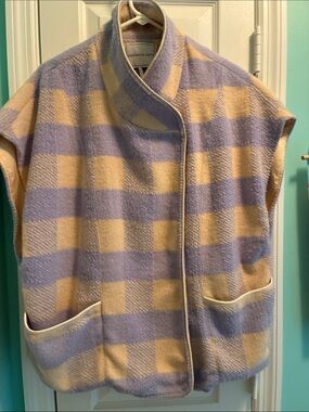 Checked Lavender and Cream Sleeveless Wool Vest by Pendleton